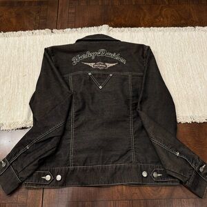 Vintage Harley-Davidson Denim Jacket Women’s XS | Black Corduroy Pinstripe